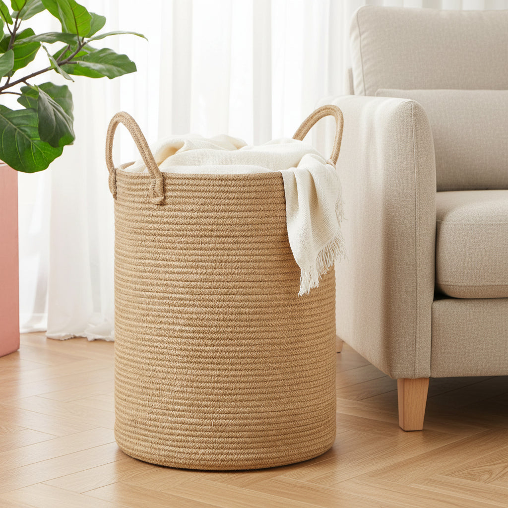 Jute Rope Tall Storage Hamper